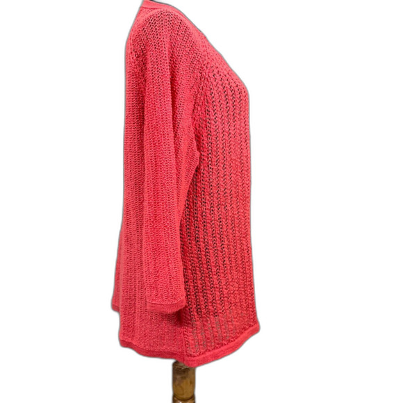 Coldwater Creek Open Front Cardigan Sweater women’s size L coral office travel - Picture 2 of 11